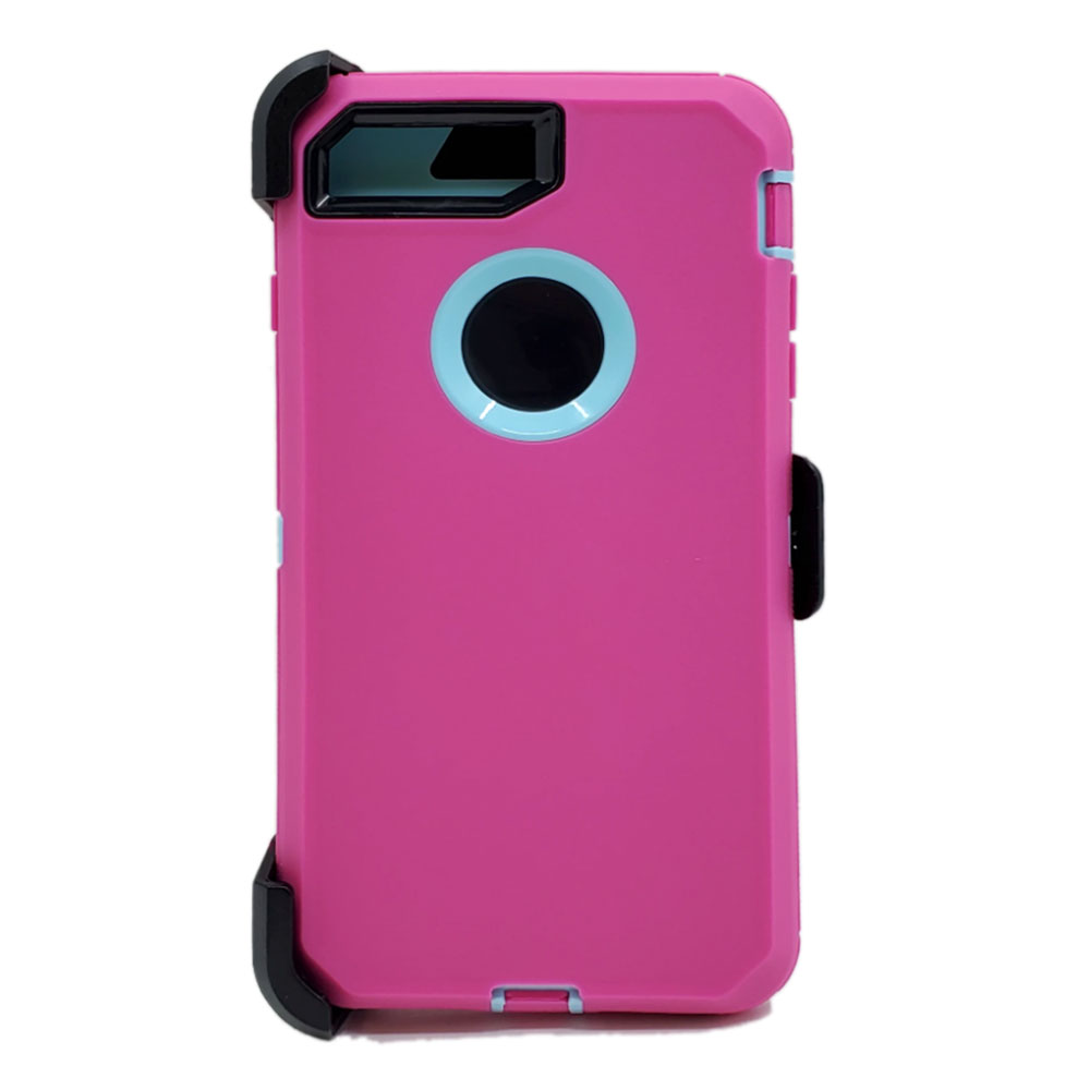 Premium Armor Heavy Duty Case with Clip for iPHONE 8 / 7 / 6S / 6 (Hot Pink Blue)